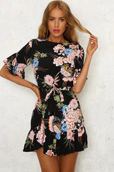 Print Ruffle Hem Mini Dress